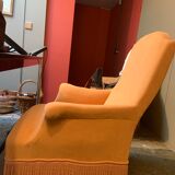Yellow velvet toad seat and pink trimming