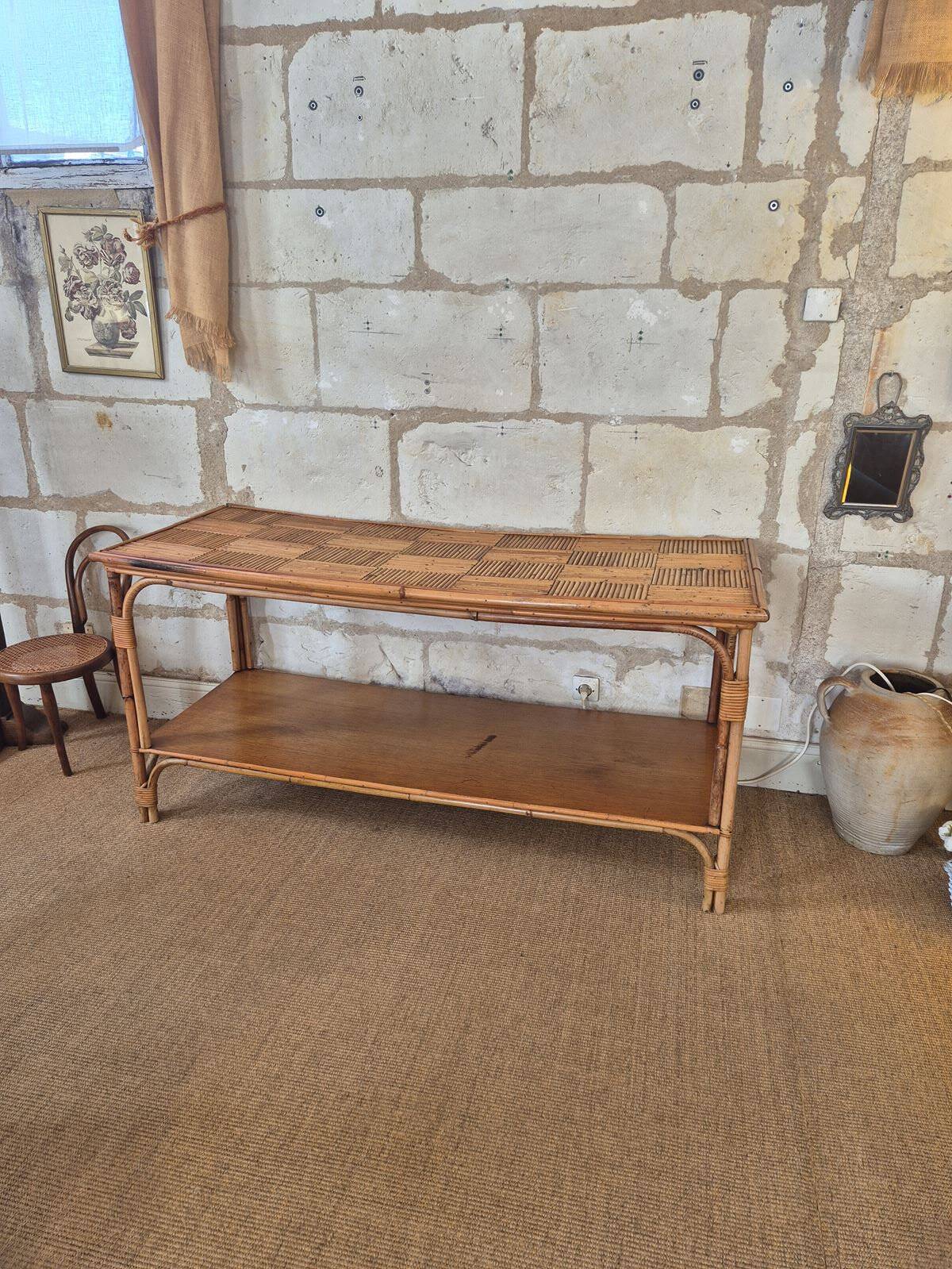Vintage rattan console