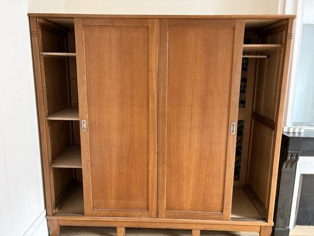 Large vintage Scandinavian wardrobe with 3 sliding doors.