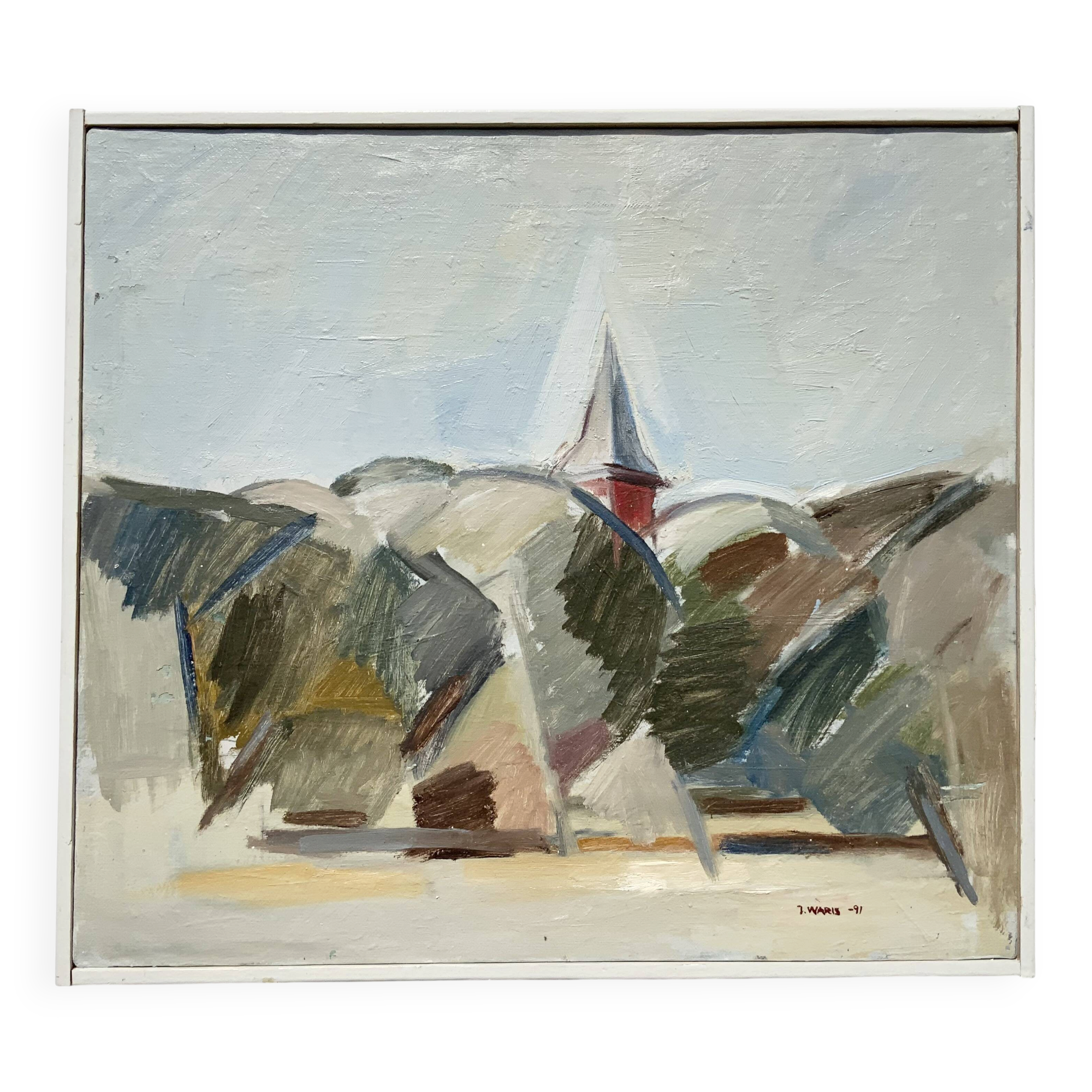 Vintage Oil Painting On Canvas Signed J. Waris 91