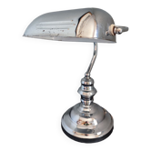Vintage chrome metal banker lamp
