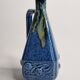 Art Deco pitcher in blue enamelled sandstone with fruit decoration, 22 cm