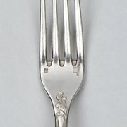 Twelve large table forks Christofle Marly, silver-plated metal.
