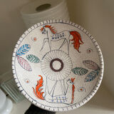 Large ceramic cup Fratelli Fanciullacci 60s decoration horses