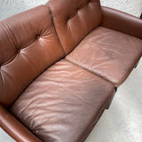 Scandinavian bench in chocolate leather