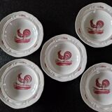 Henriot in Quimper - Set of 5 soup plates - Decorated with a pink rooster