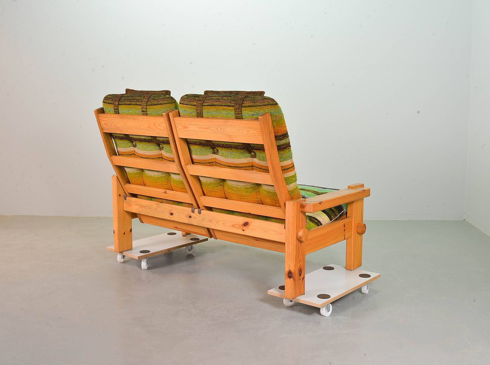 Yngve Ekstrom Scandinavian Design Pinewood 2-Seat Dymling Sofa Swedese 70s