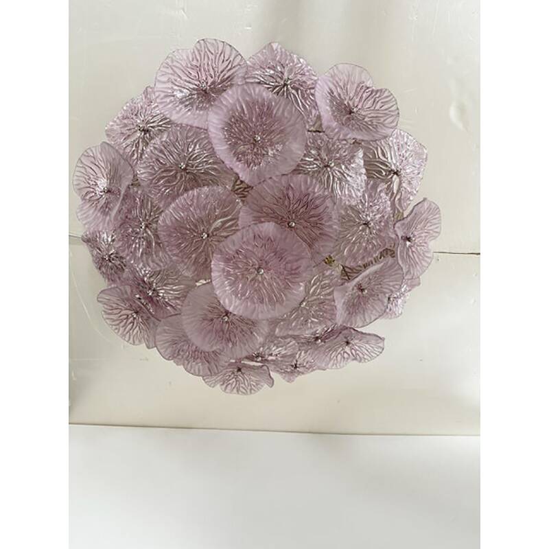 Contemporary Ametista Floral Glass Flush Mount