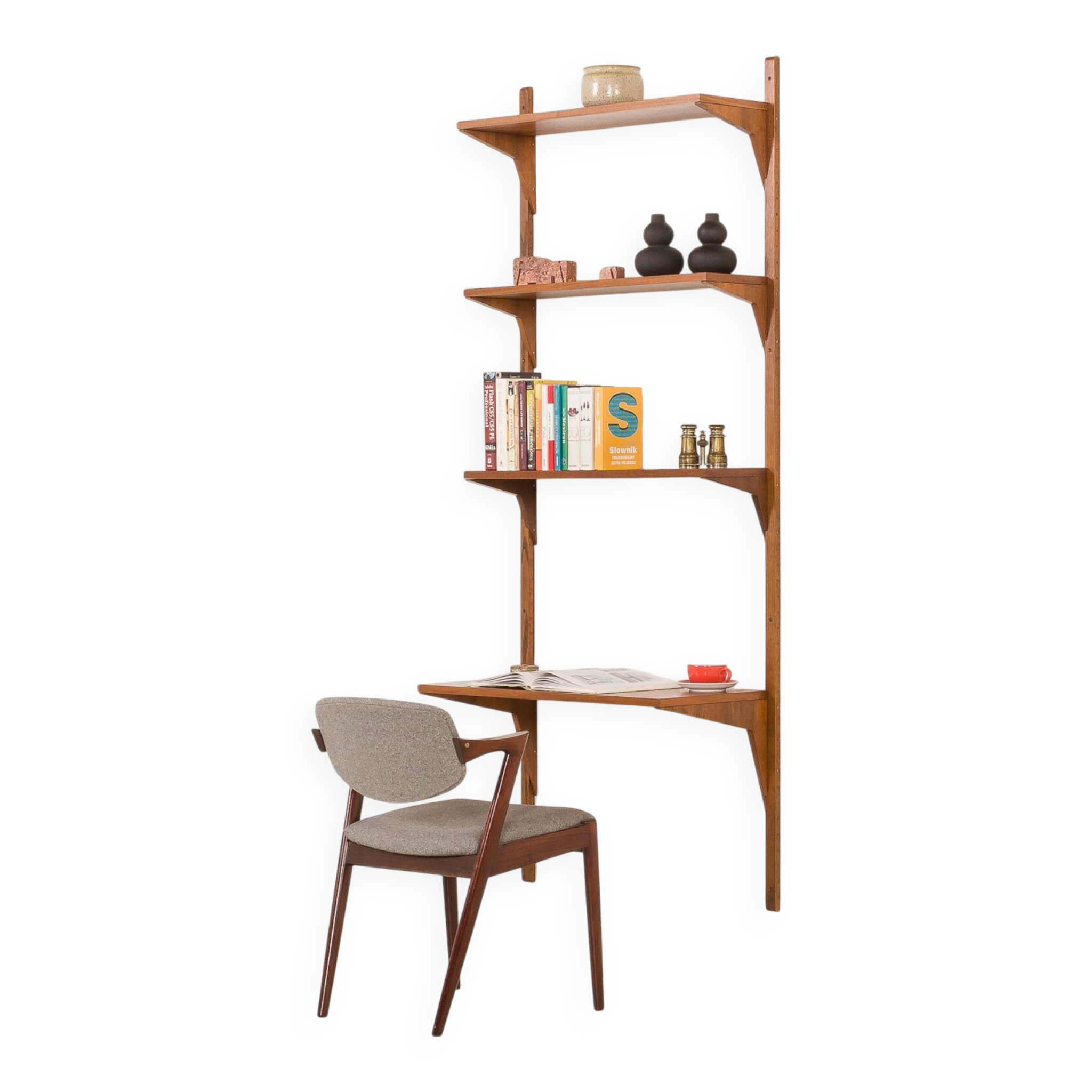 Danish mid-century walnut shelving unit in the style of Poul Cadovius, 1960s