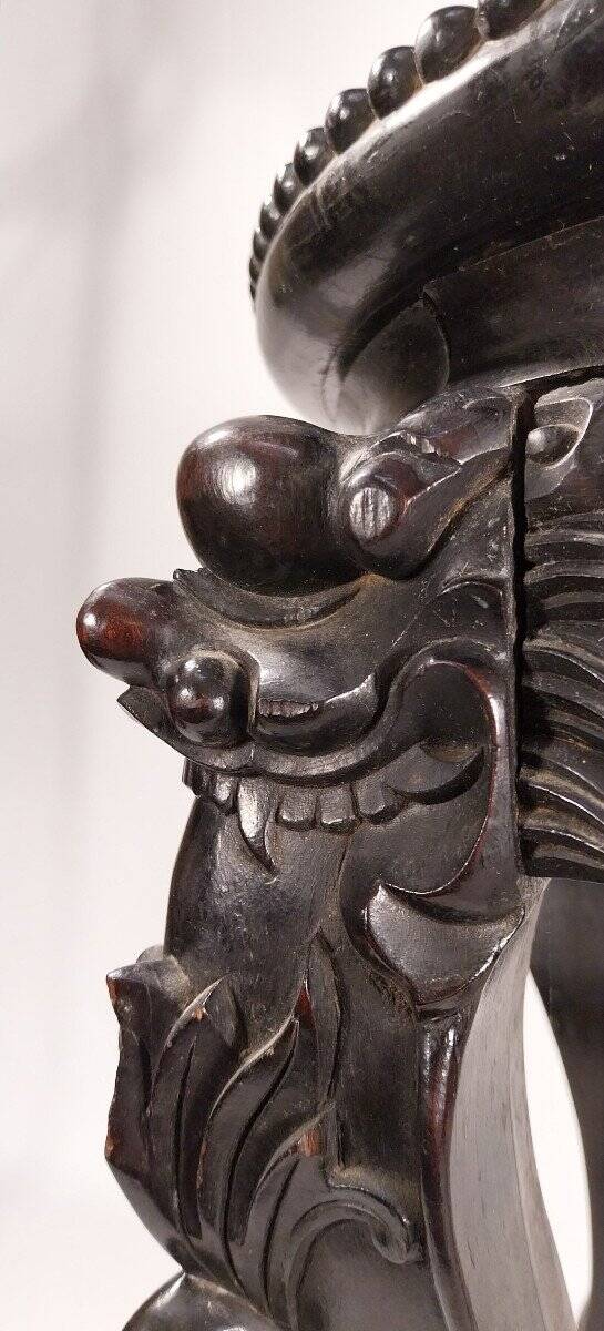 China, 19th century ironwood and marble pedestal coffee table