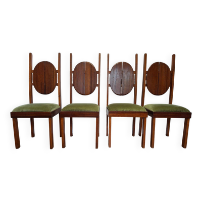 Ensemble de quatre chaises des années 1950, Pologne