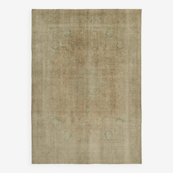 Tapis persan antique noué à la main en laine beige, années 1970, 286 cm x 391 cm