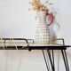 Table basse d'appoint en métal noir et scoubidou, années 50
