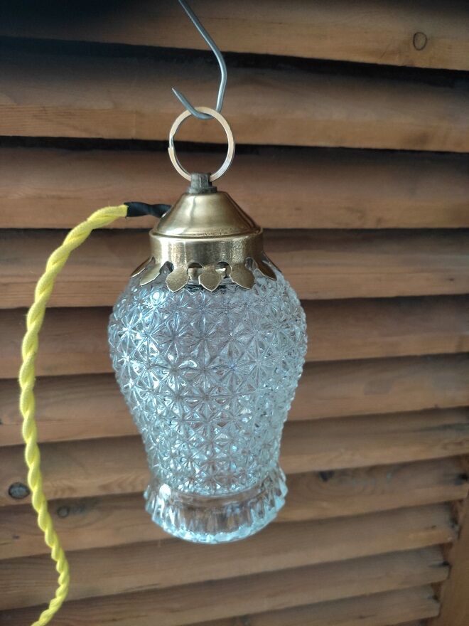 Walker lamp globe tulip starry glass support brass