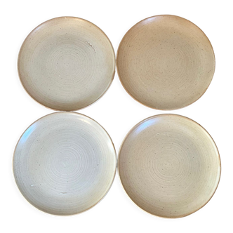 Ensemble de 4 assiettes plates en grès vintage