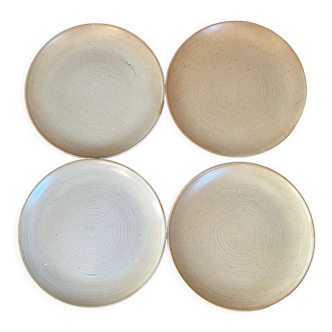 Set of 4 vintage stoneware dinner plates