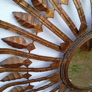 Vintage sun mirror in patinated gold metal – Spain 1950s / 60s