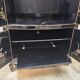 Vintage Chinese lacquer cabinet with black flowers and birds / bohemian