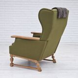 1970s, Danish highback armchair, wool, oak