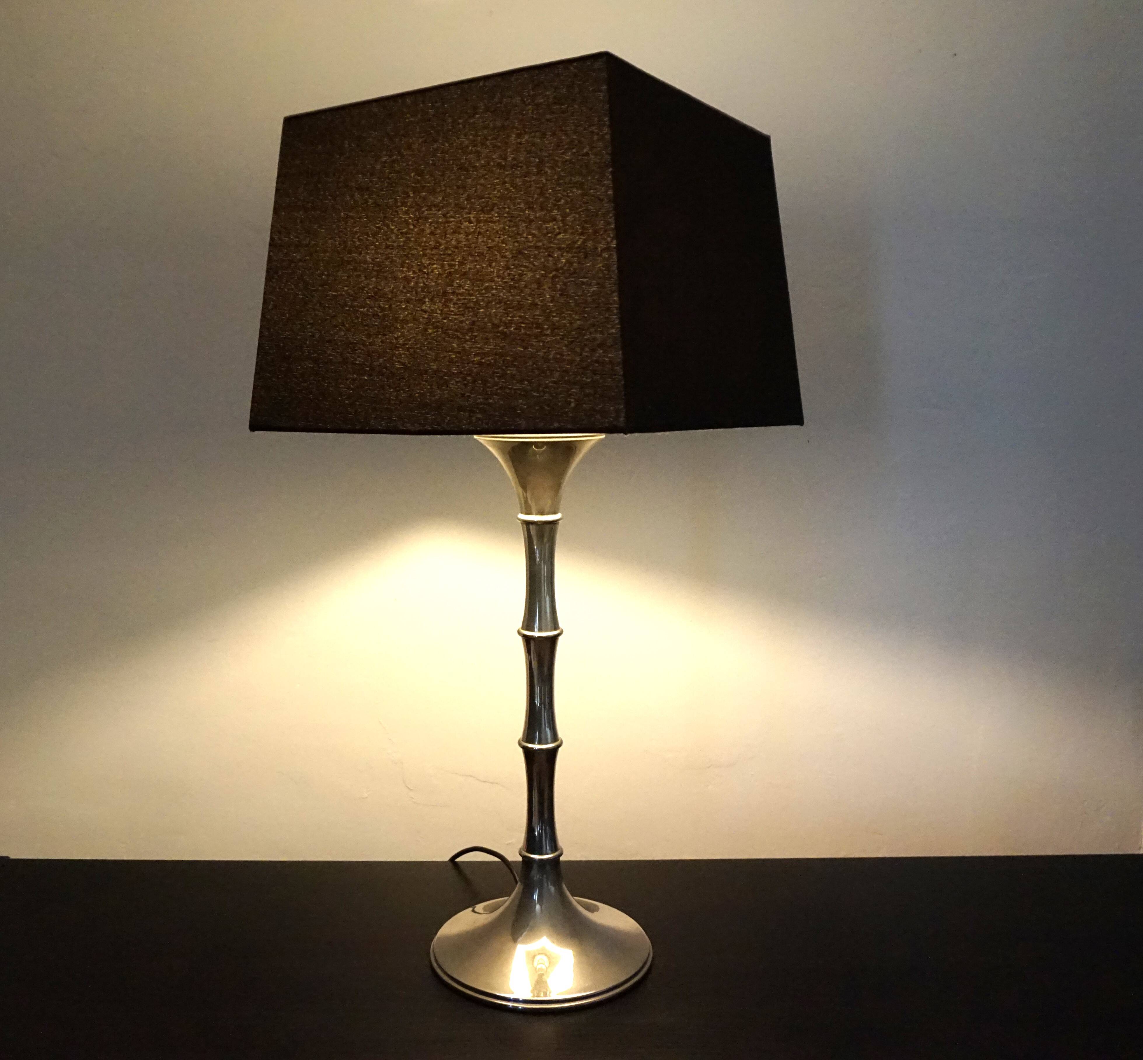 Table lamp made of chrome-plated