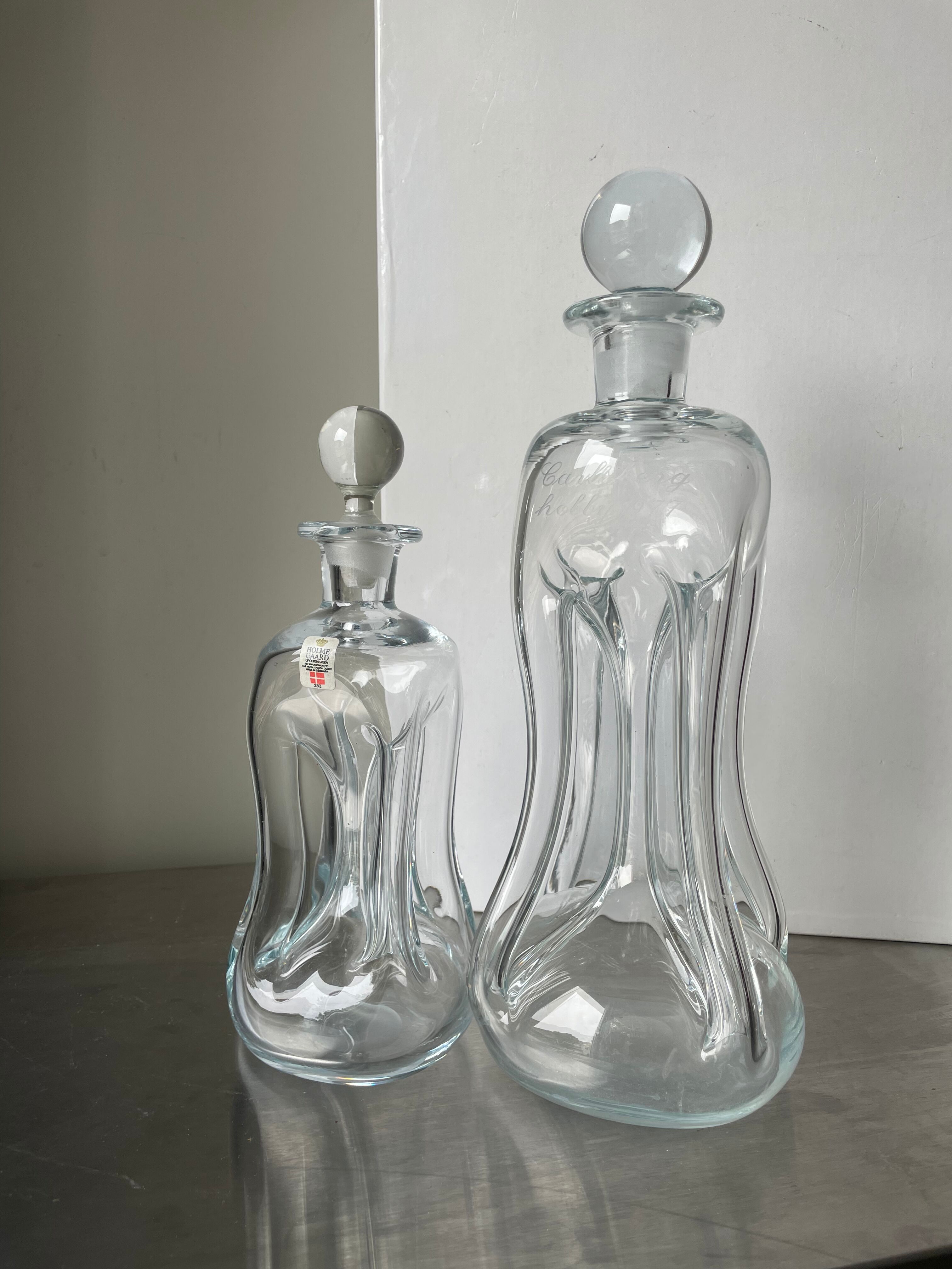 Holmegaatd set of 2 Decanters XL & L sizes Vintage