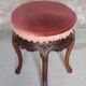 Victorian style stool, wooden and pink velvet stool, piano stool