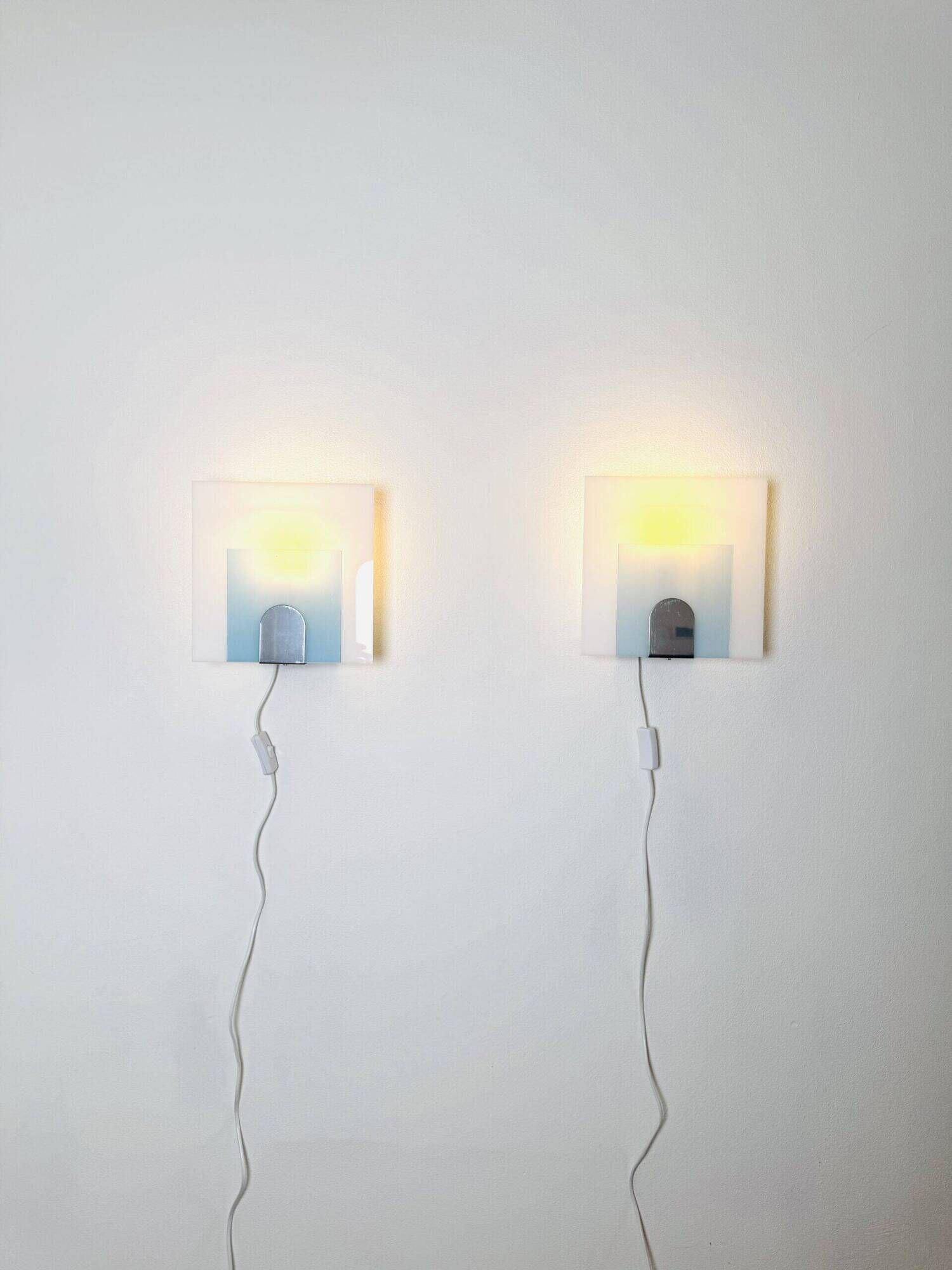 Minimalist Postmodern Square Wall Lights by Nafa Nybro Armaturfabrik, Sweden 1980s