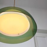 Italian space-age plexiglass green pendant lamp, 70s