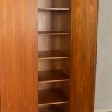 Purist wardrobe from the 1960s, teak veneer, Bauhaus design