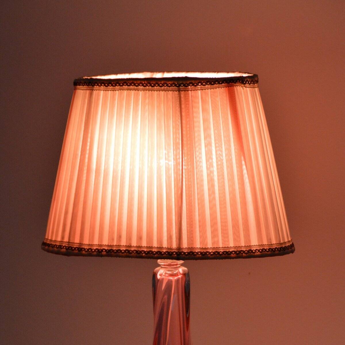 Val St-Lambert Belgium vintage crystal table lamp 1960s
