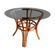 Smoked glass and rattan dining table