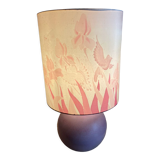Lampe céramique lilas décor iris et oiseaux