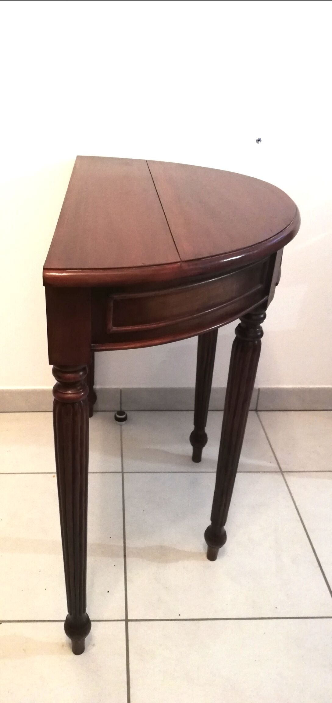 Console demi-lune en merisier