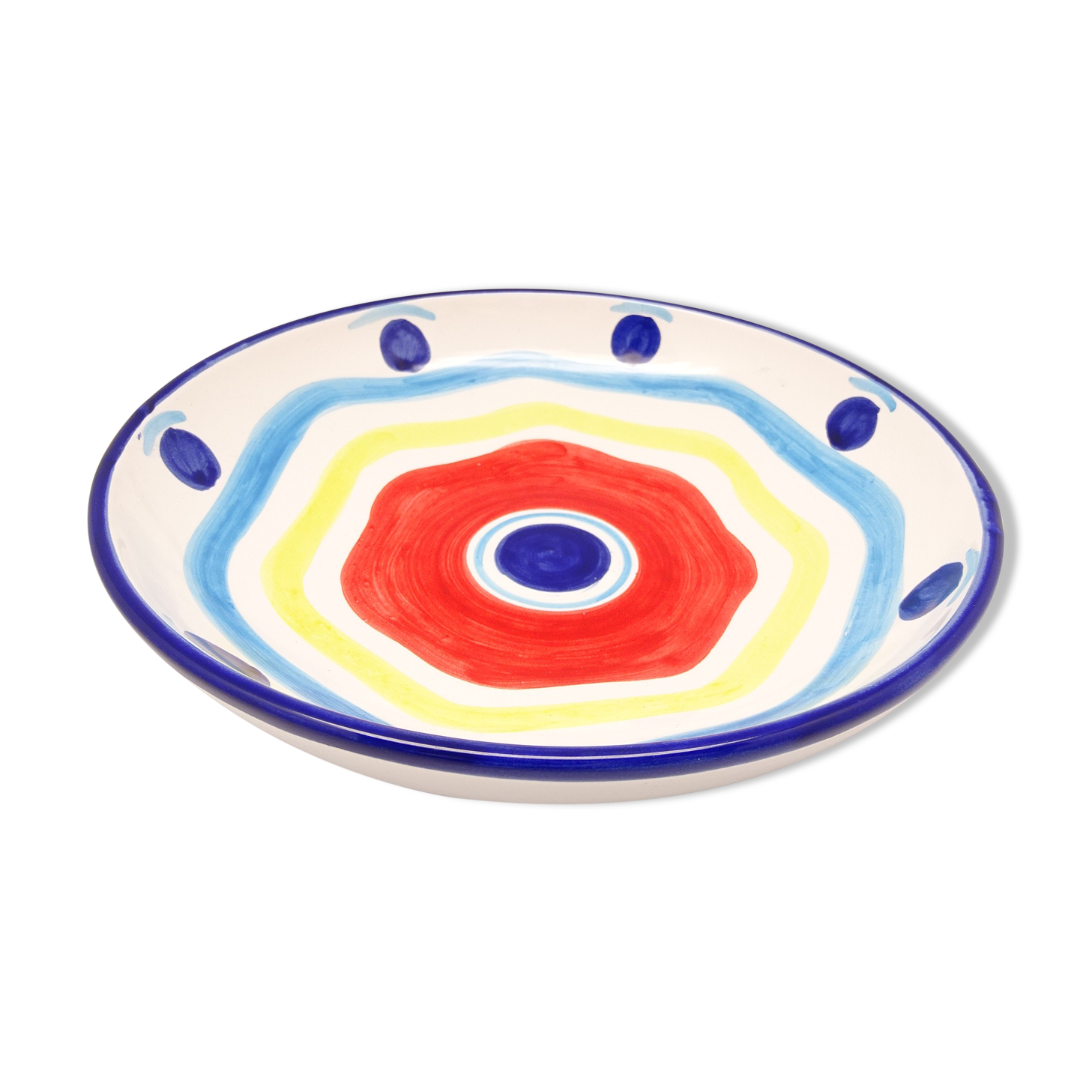 Multicolored hollow plate in Italian ceramic