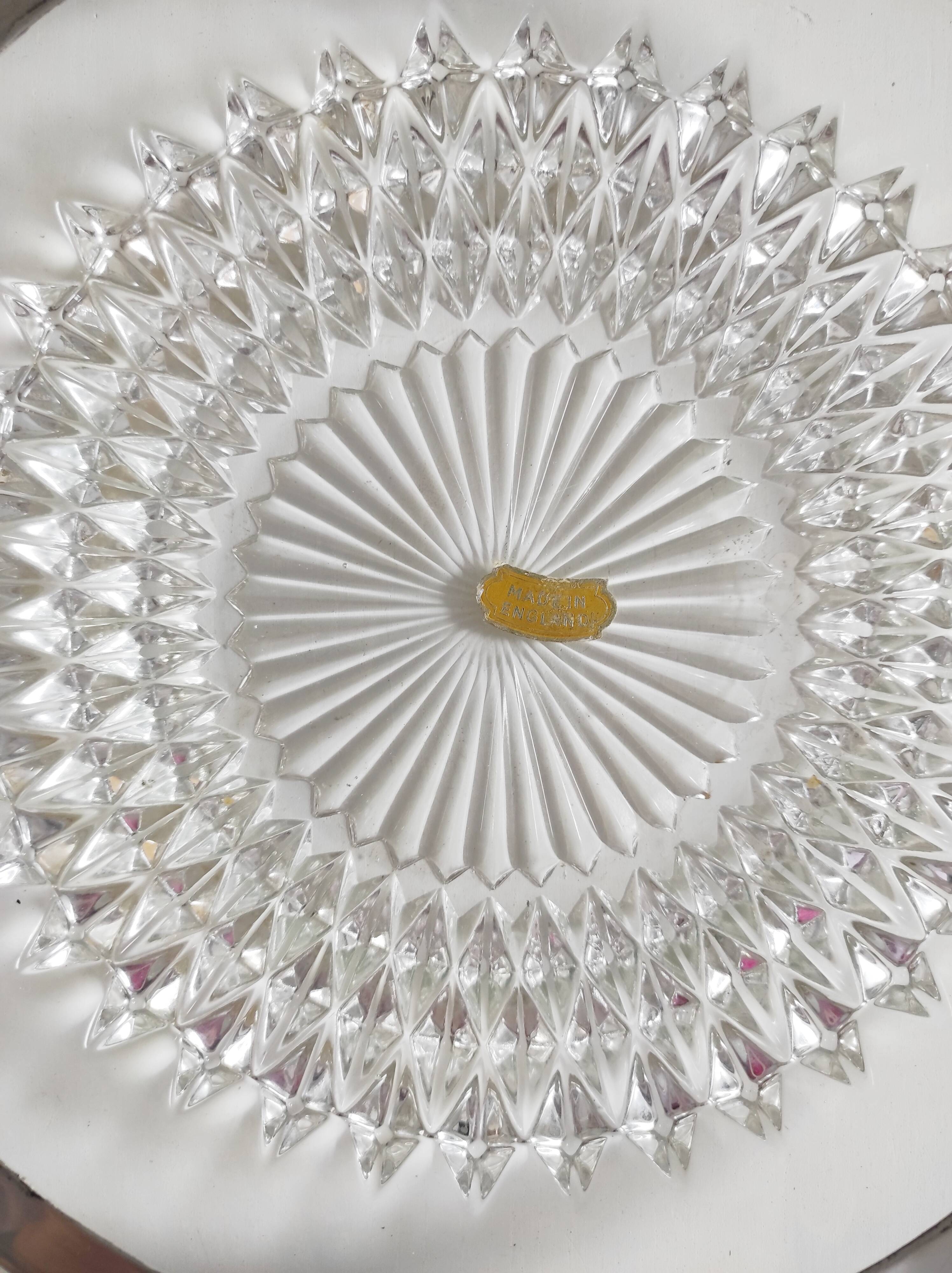 Glass dish with English silver-plated metal rim