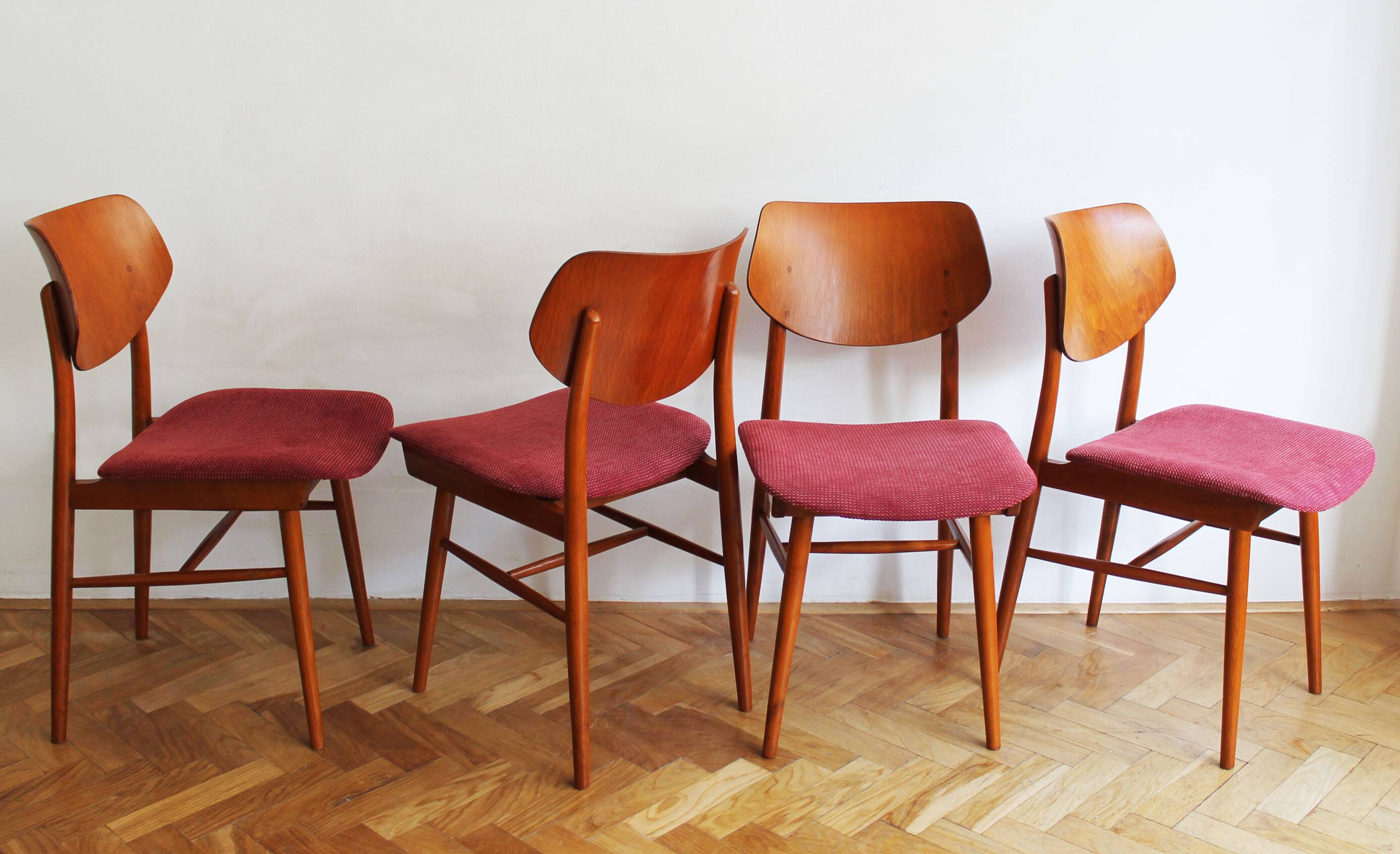 Set of Four 1960s Czech Dining Chairs by TON with Scandi Influence
