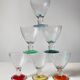 Colored glass stemmed bowls
