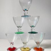 Colored glass stemmed bowls