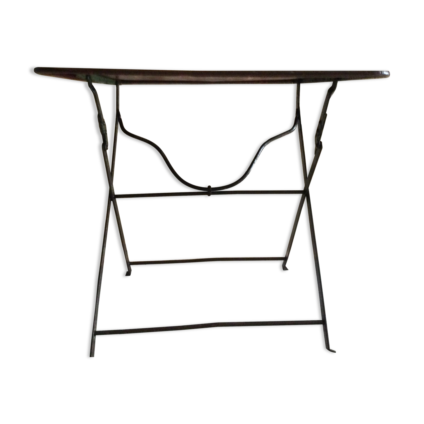 Folding riveted iron table