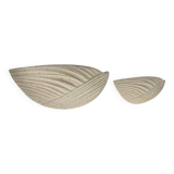 Pair of vintage speckled beige plaster wall lights, France 1970s