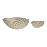 Paire d’appliques vintage en plâtre beige moucheté, France 1970