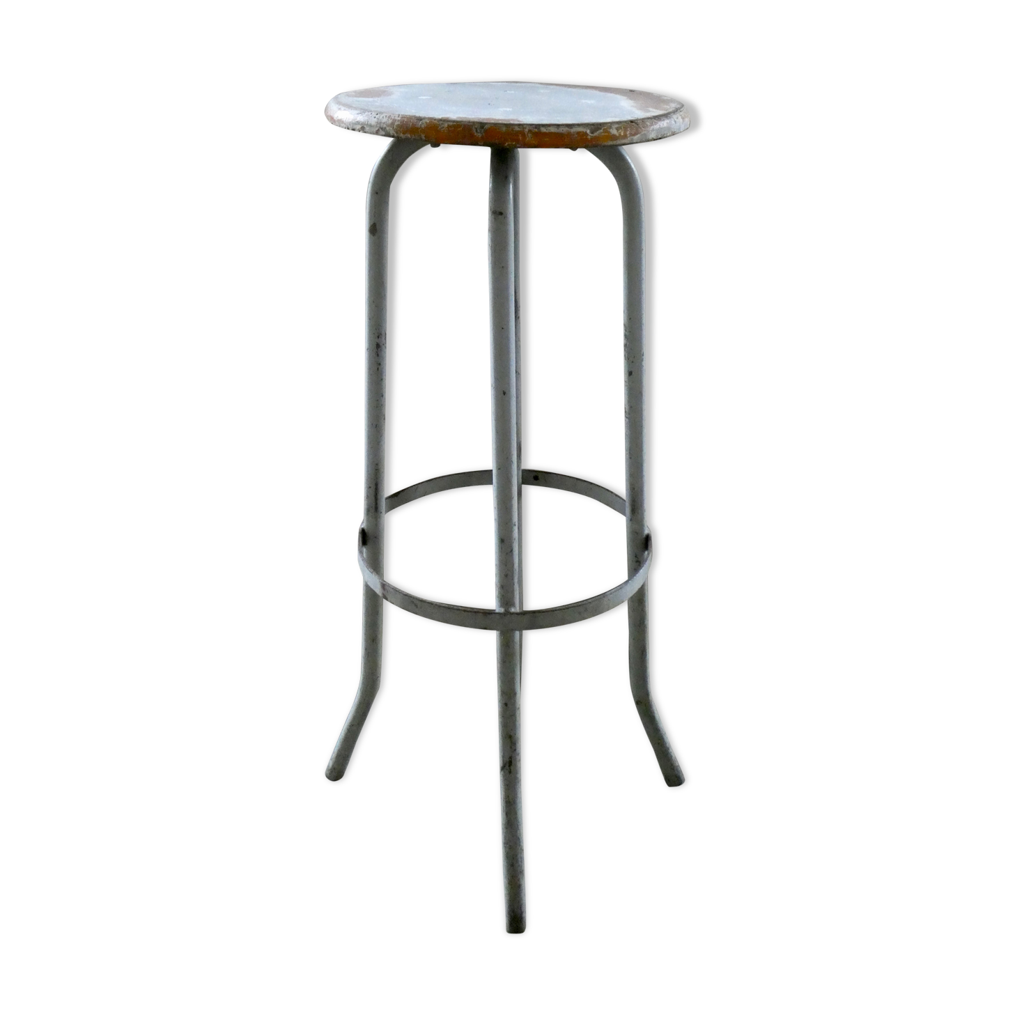 Wooden and metal high stool, 1960s