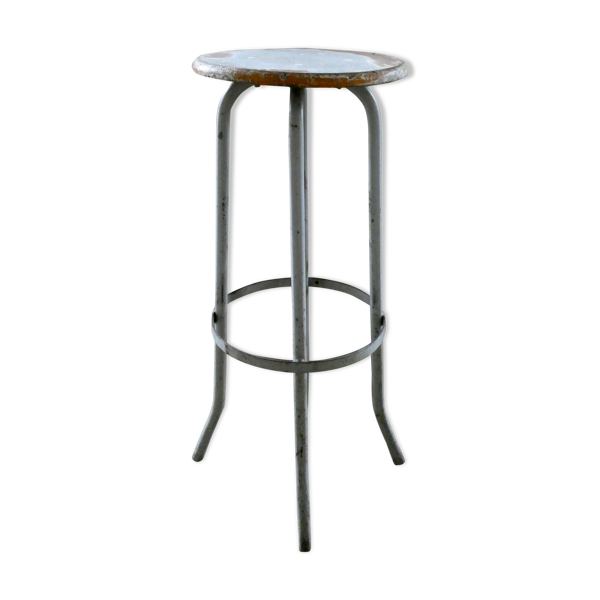 Tabouret haut en bois et métal, années 60
