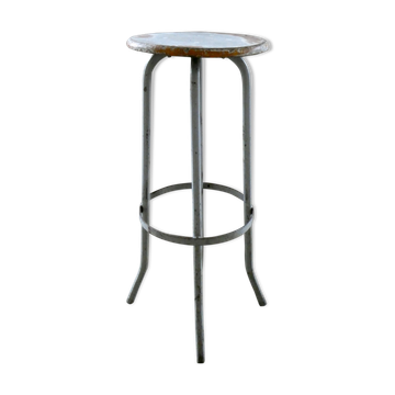 Tabouret haut en bois et métal, années 60