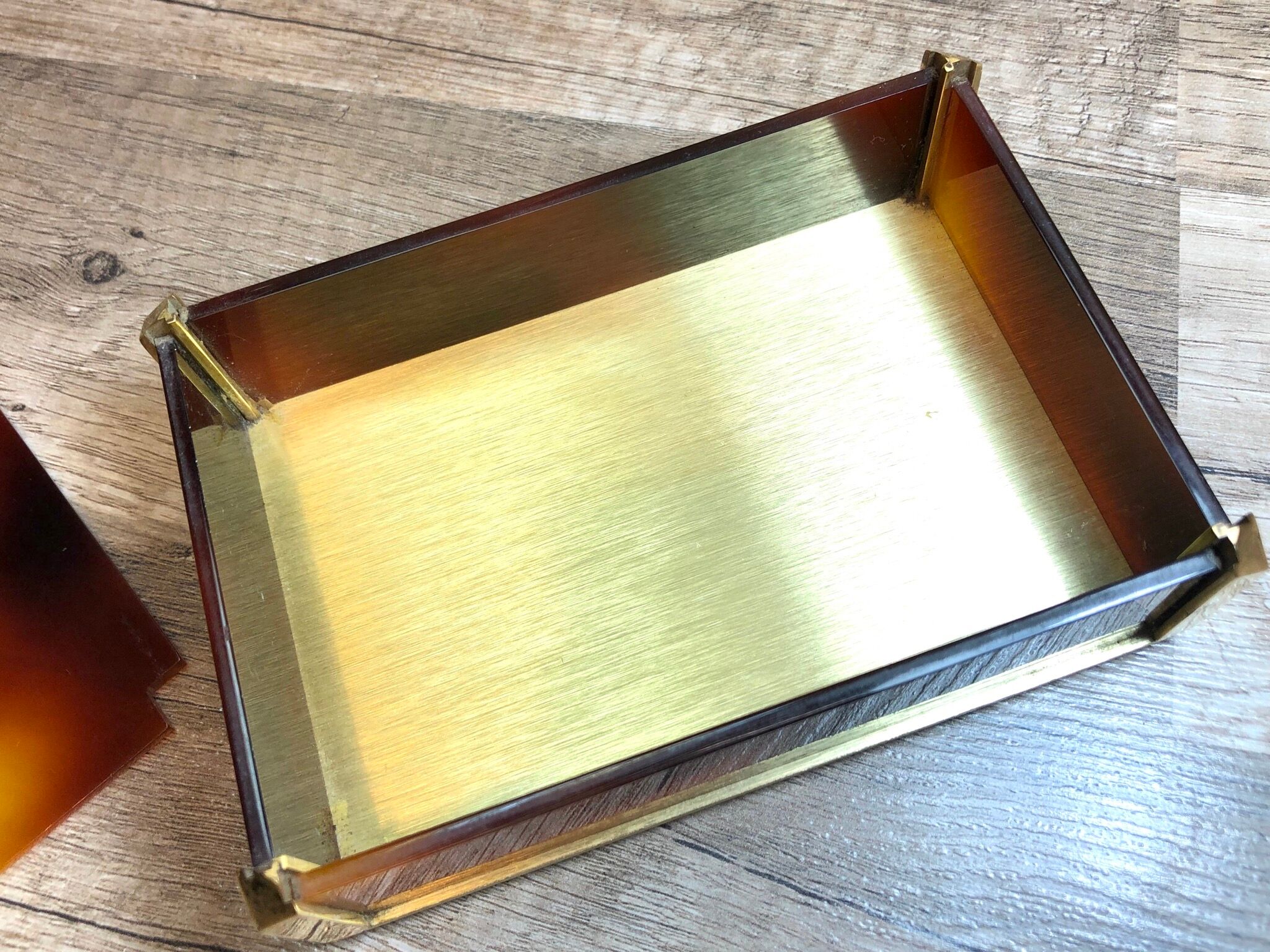 Gold Starry vintage 60 brass jewelry box - Galalithe scale-style