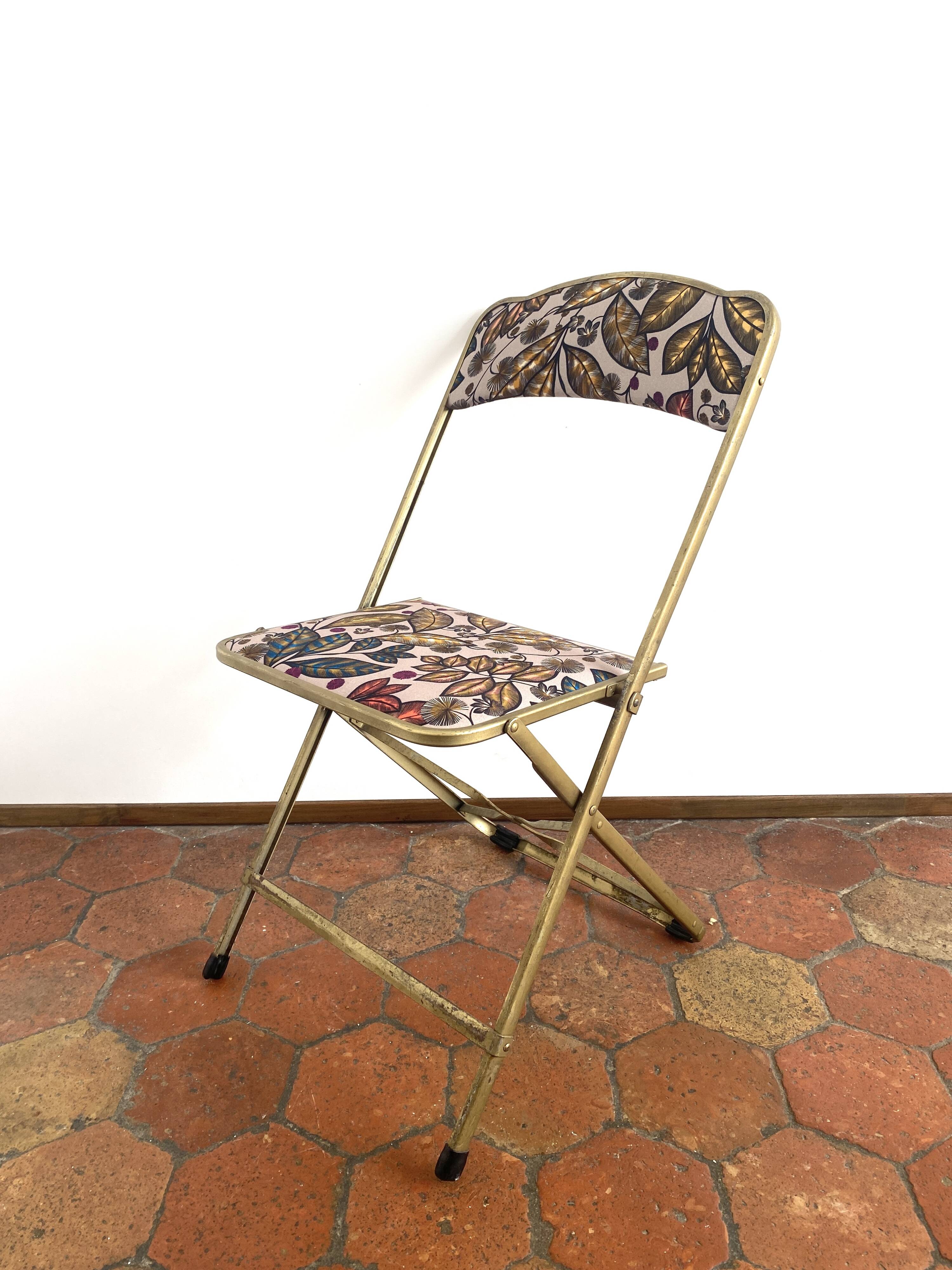 Vintage folding chair - upcycling - tapestry - Large Rainbow tree