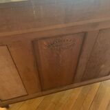 Meuble d’appui Louis XVI en bois précieux, marbre et vitrine – Haentgès Frè