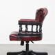 Chaise de bureau Chesterfield en cuir de vachette rouge/noir et bois