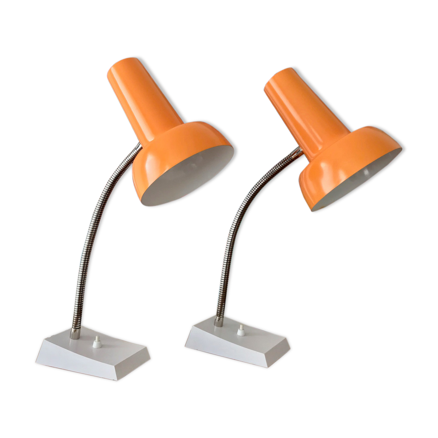Pair of orange vintage sis table lamps, Model 838