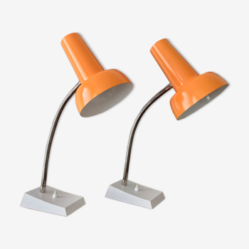 Pair of orange vintage sis table lamps, Model 838